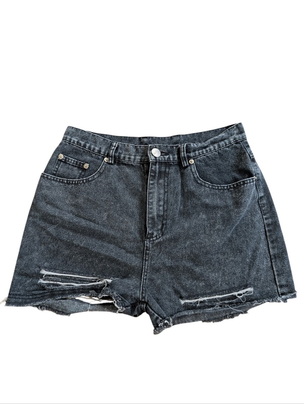 Disturbia High-Rise Washed Black Denim Women's Shorts